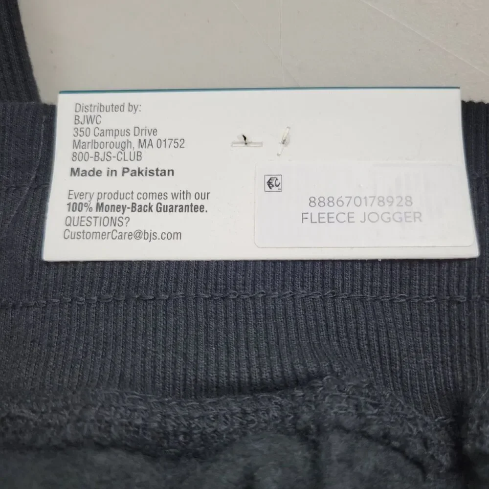 Berkley Jensen Mens Fleece Jogger Pants Drawstring Cotton Blend Black XXL NWT